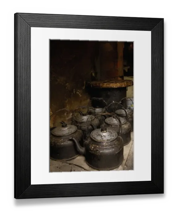 Framed Print : Tea kettles in restaurant. Jianshui. Yunnan Province. CHINA Framed Print : Tea kettles in restaurant. Jianshui. Yunnan Province. CHINA