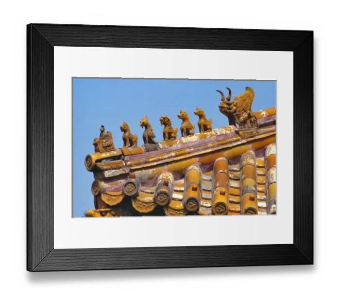 Framed Print : Asia, China, Beijing. Small dragon sculptures adorn the tile roofs of the Forbidden City Framed Print : Asia, China, Beijing. Small dragon sculptures adorn the tile roofs of the Forbidden City