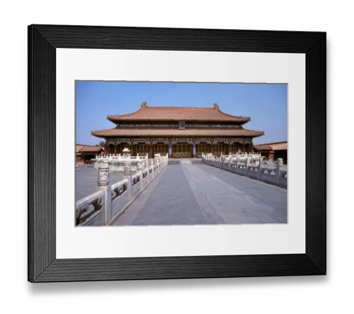 Framed Print : Asia, China, Beijing. Intricately sculpted railings line the road to the Hall of Perfect Harmony