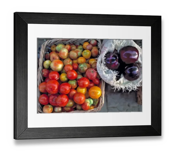 Framed Print : Asia, China, Dunhuang. Tomatoes and eggplants create a colorful display at the market in Dunhuang Framed Print : Asia, China, Dunhuang. Tomatoes and eggplants create a colorful display at the market in Dunhuang