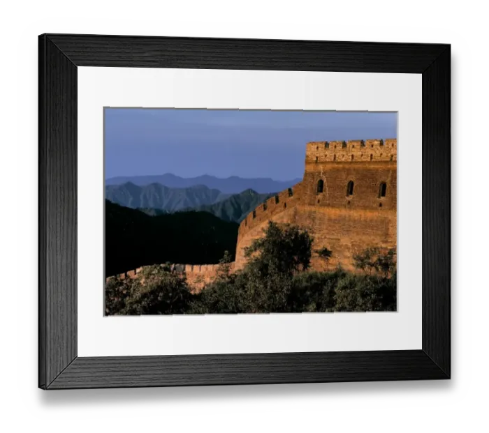 Framed Print : China, Hebei Province, Badaling, The Great Wall. The rising sun colors a tower of Framed Print : China, Hebei Province, Badaling, The Great Wall. The rising sun colors a tower of