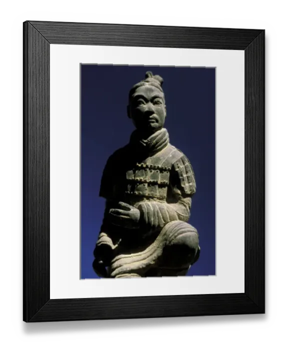Framed Print : Xi an, China, Miniature sculpture of terracotta warrior sitting cross-legged Framed Print : Xi an, China, Miniature sculpture of terracotta warrior sitting cross-legged