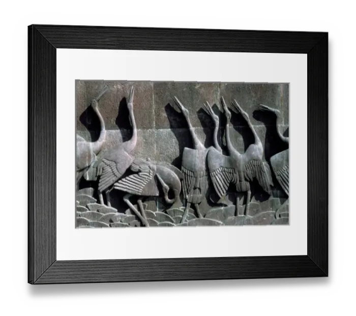 Framed Print : Beijing, China, Graceful relief sculpture of Cranes on marble Framed Print : Beijing, China, Graceful relief sculpture of Cranes on marble