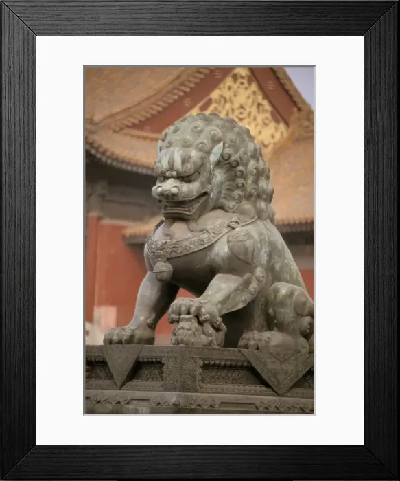 Framed Print : Asia, China, Beijing, Forbidden City. Bronze lion guard