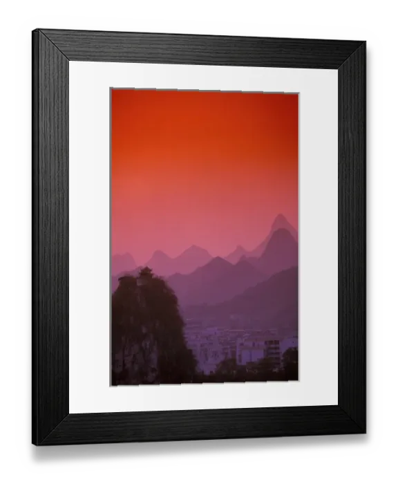Framed Print : China, Guangxi. Guilin, Solitary beauty Peak & Mountains: sunset Framed Print : China, Guangxi. Guilin, Solitary beauty Peak & Mountains: sunset