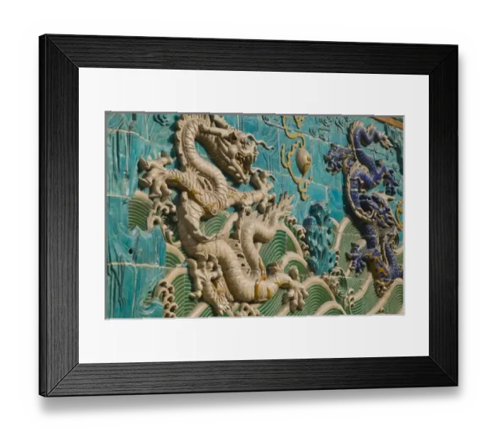 Framed Print : China, Beijing, Xicheng District. Behai Park- Detail of the Nine Dragon Screen Framed Print : China, Beijing, Xicheng District. Behai Park- Detail of the Nine Dragon Screen