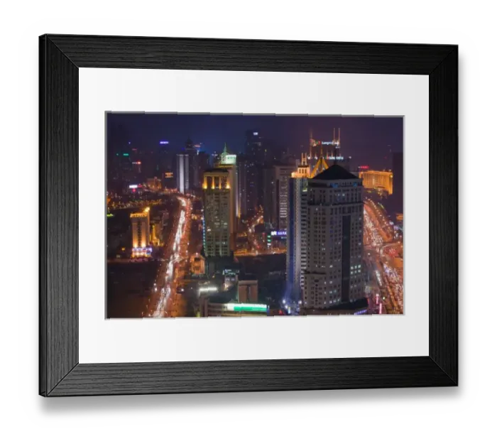 Framed Print : China, Shandong Province, Qingdao. Qingdao New Town- Aerial View over Qingdao New Town / evening Framed Print : China, Shandong Province, Qingdao. Qingdao New Town- Aerial View over Qingdao New Town / evening