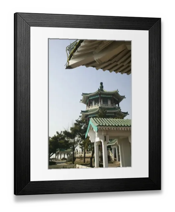 Framed Print : China, Shandong Province, Qingdao. Qingdao Old Town- Temple at Xiaoyushan Park Framed Print : China, Shandong Province, Qingdao. Qingdao Old Town- Temple at Xiaoyushan Park
