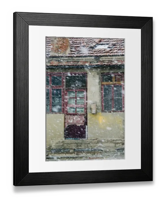 Framed Print : China, Shandong Province, Qingdao. Qingdao Old Town- Old Seaside House doorway in the snow Framed Print : China, Shandong Province, Qingdao. Qingdao Old Town- Old Seaside House doorway in the snow