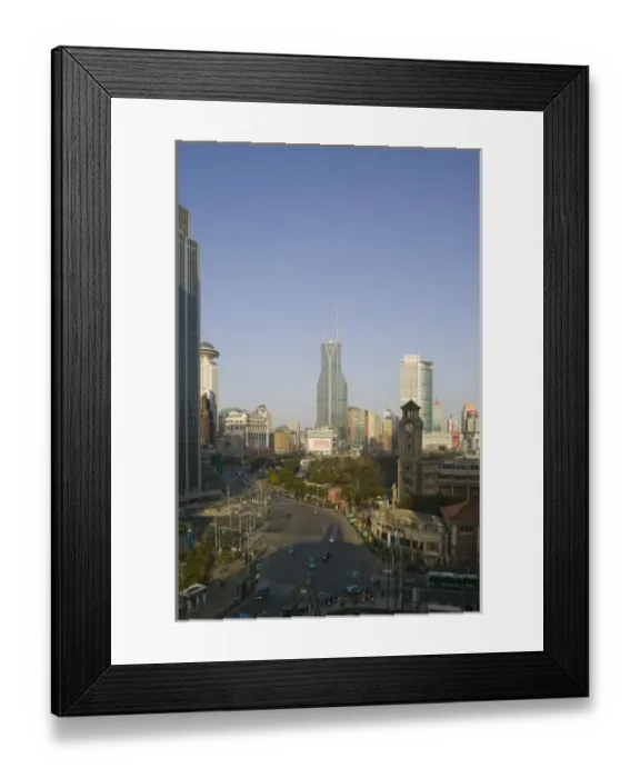 Framed Print : CHINA, Shanghai. Traffic on West Nanjing Road by Renmin Park / Late Afternoon Framed Print : CHINA, Shanghai. Traffic on West Nanjing Road by Renmin Park / Late Afternoon