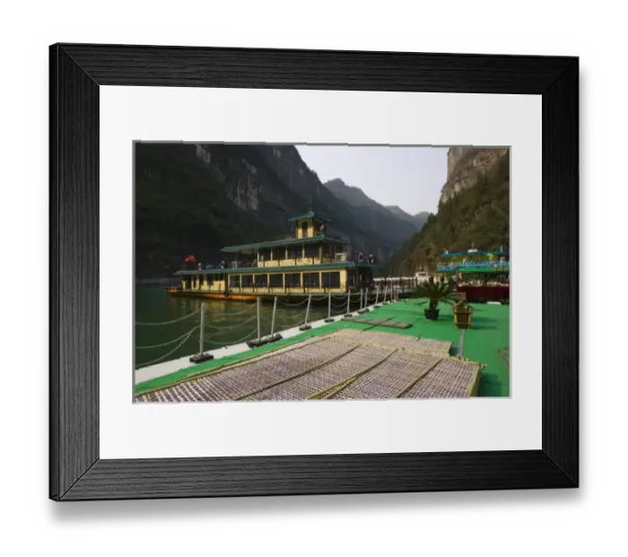 Framed Print : CHINA, Chongqing Province, Wushan. Riverboat Port at Little Three Gorges Staging Point Framed Print : CHINA, Chongqing Province, Wushan. Riverboat Port at Little Three Gorges Staging Point