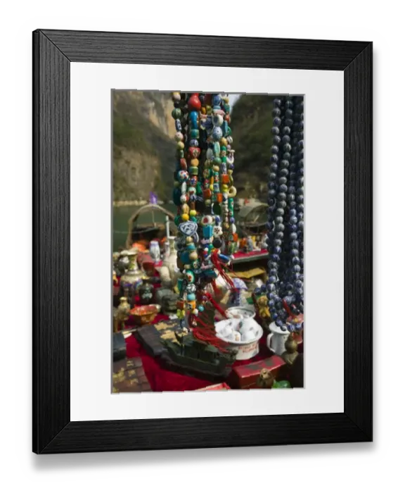 Framed Print : CHINA, Chongqing Province, Wushan. Riverboat Port at Little Three Gorges Staging