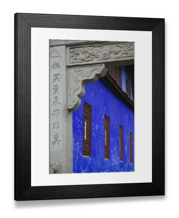 Framed Print : CHINA, Chongqing Province, Fengdu. Fengdu Ghost City  /  Mingshan- Blue Temple Wall