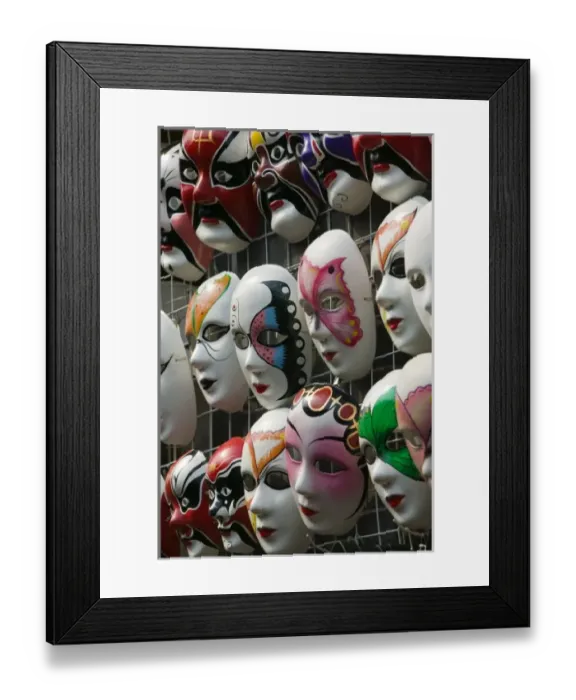 Framed Print : CHINA, Chongqing Province, Chongqing City. Ciqikou Ancient Town- Ciqikou Souvenir Masks Framed Print : CHINA, Chongqing Province, Chongqing City. Ciqikou Ancient Town- Ciqikou Souvenir Masks
