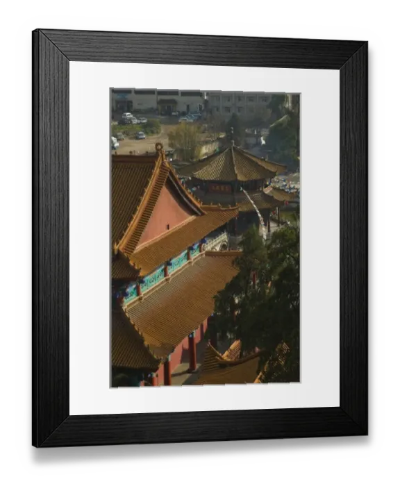 Framed Print : CHINA, Yunnan Province, Kunming. High Angle View of Yuantong Temple, the largest temple in Kunming