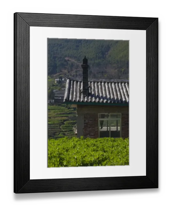 Framed Print : CHINA, Yunnan Province, Heqing. Mountain Town Terraced Fields from hillside farm Framed Print : CHINA, Yunnan Province, Heqing. Mountain Town Terraced Fields from hillside farm
