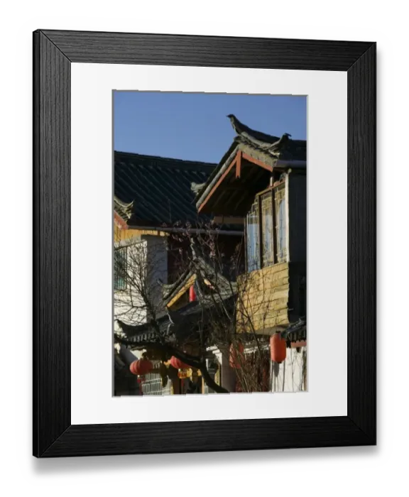 Framed Print : CHINA, Yunnan Province, Lijiang. Old Town House detail, morning