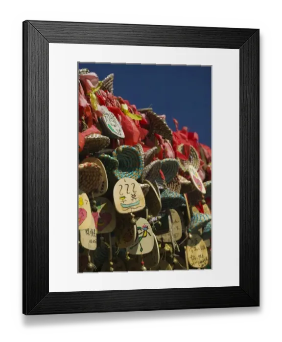 Framed Print : CHINA, Yunnan Province, Lijiang. Old Town, Buddhist wishes hanging on old town tree