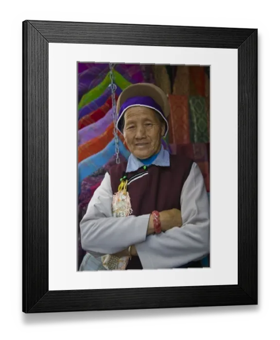 Framed Print : CHINA, Yunnan Province, Lijiang. Old Town, Older Naxi Woman (MR)