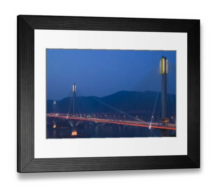 Framed Print : CHINA, Hong Kong. New Territories, Ting Kau Bridge, links Tsing Yi Island and Ting Kau Framed Print : CHINA, Hong Kong. New Territories, Ting Kau Bridge, links Tsing Yi Island and Ting Kau