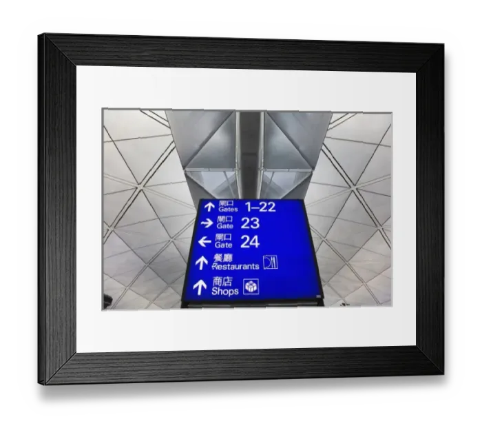 Framed Print : Airport directions sign, Hong Kong International Airport, Hong, Kong, Special Administrative Framed Print : Airport directions sign, Hong Kong International Airport, Hong, Kong, Special Administrative