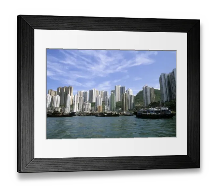 Framed Print : China, Hong Kong, from Hong Kong Island, Aberdeen, coastline Framed Print : China, Hong Kong, from Hong Kong Island, Aberdeen, coastline