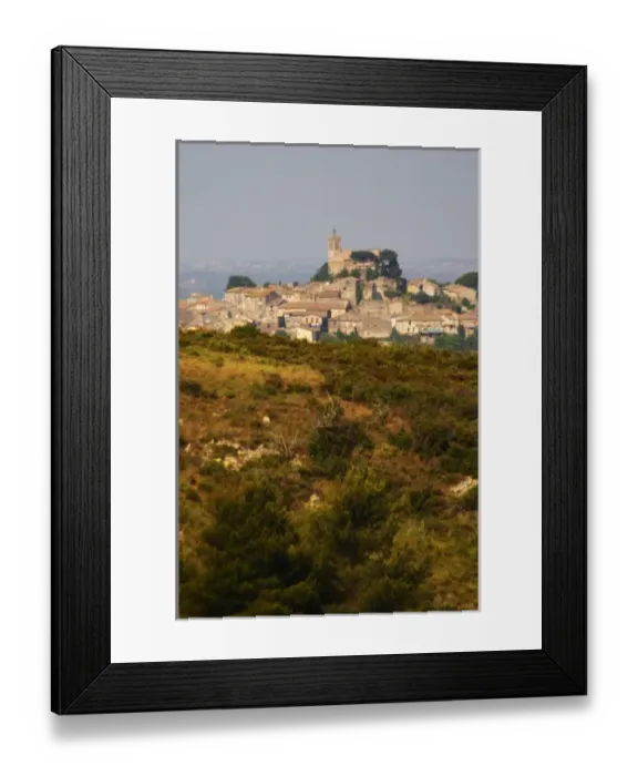 Framed Print : The village with the church in the middle. St Pargoire. Languedoc. Garrigue undergrowth Framed Print : The village with the church in the middle. St Pargoire. Languedoc. Garrigue undergrowth