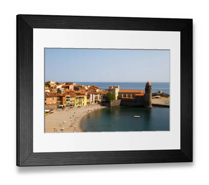 Framed Print : The church Eglise Notre Dame des Anges, our lady of the angels. With its emblematic church tower