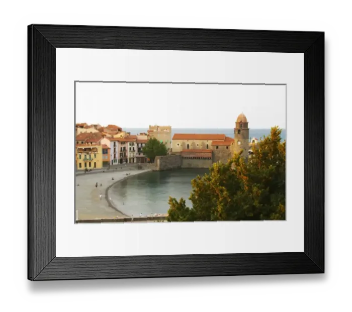 Framed Print : The church Eglise Notre Dame des Anges, our lady of the angels. With its emblematic church tower