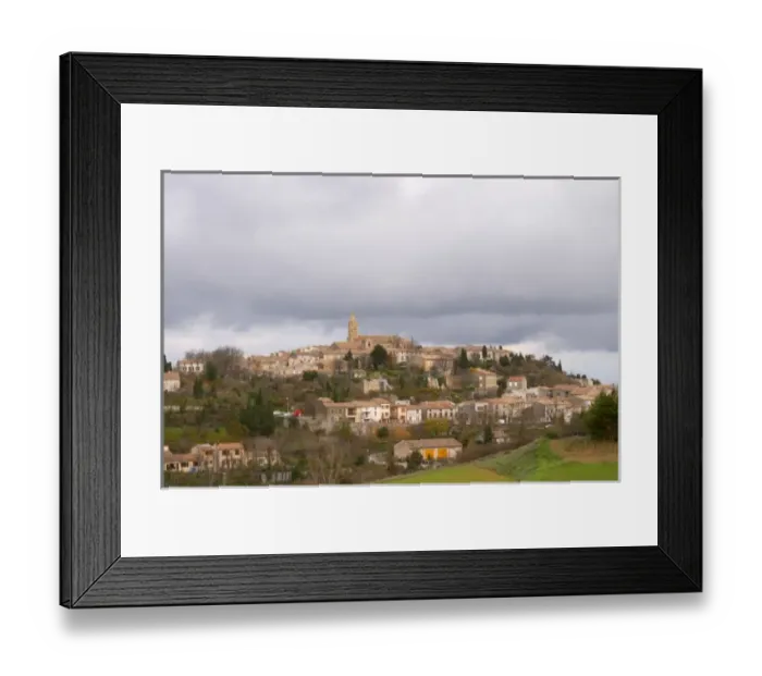 Framed Print : Fanjeaux hilltop village with church. Languedoc France Europe Framed Print : Fanjeaux hilltop village with church. Languedoc France Europe