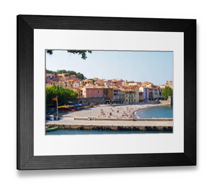 Framed Print : The beach in the village. Collioure. Roussillon. France. Europe Framed Print : The beach in the village. Collioure. Roussillon. France. Europe