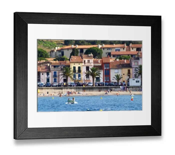 Framed Print : The beach in the village. Collioure. Roussillon. France. Europe