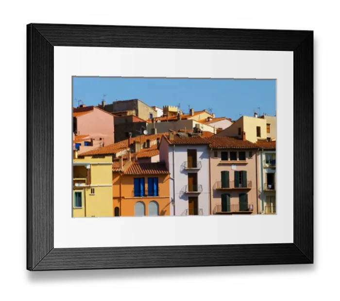 Framed Print : Collioure. Roussillon. Typical village houses. France. Europe Framed Print : Collioure. Roussillon. Typical village houses. France. Europe