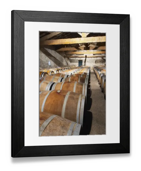 Framed Print : Chateau de Lascaux, Vacquieres village. Pic St Loup. Languedoc. Barrel cellar. France Framed Print : Chateau de Lascaux, Vacquieres village. Pic St Loup. Languedoc. Barrel cellar. France