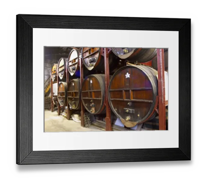 Framed Print : Chateau de Nouvelles. Fitou. Languedoc. Barrel cellar. Wooden fermentation and storage tanks Framed Print : Chateau de Nouvelles. Fitou. Languedoc. Barrel cellar. Wooden fermentation and storage tanks