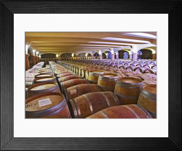Framed Print : Domaine Gerard Bertrand, Chateau l Hospitalet. La Clape. Languedoc. Barrel cellar Framed Print : Domaine Gerard Bertrand, Chateau l Hospitalet. La Clape. Languedoc. Barrel cellar