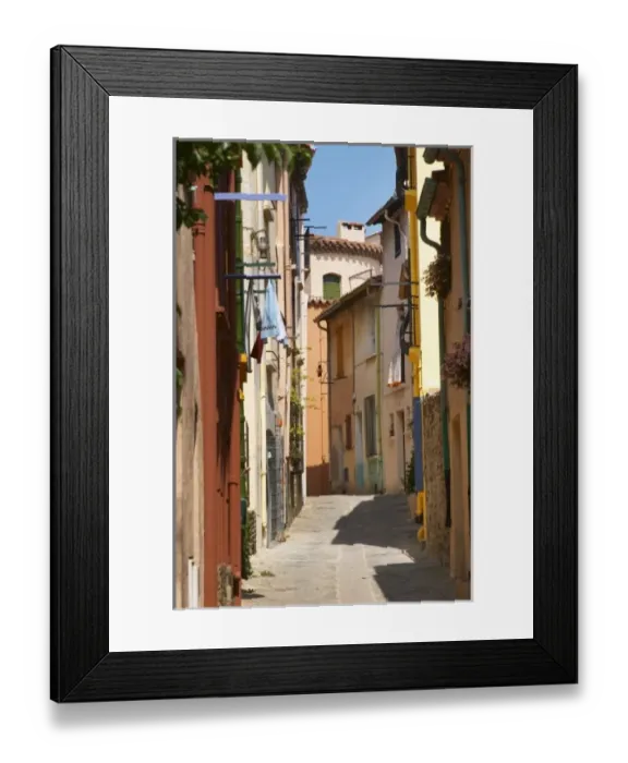 Framed Print : A narrow street in the old town. Collioure. Roussillon. France. Europe