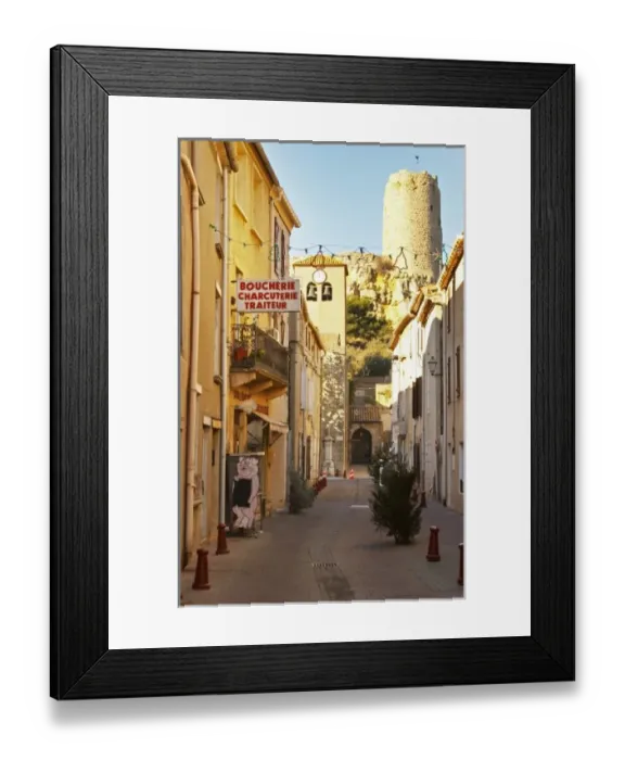 Framed Print : Gruissan village. La Clape. Languedoc. Village street. France. Europe