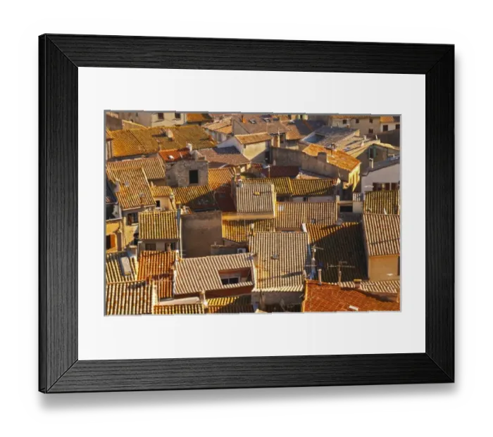 Framed Print : Gruissan village. La Clape. Languedoc. Village roof tops with tiles France. Europe Framed Print : Gruissan village. La Clape. Languedoc. Village roof tops with tiles France. Europe