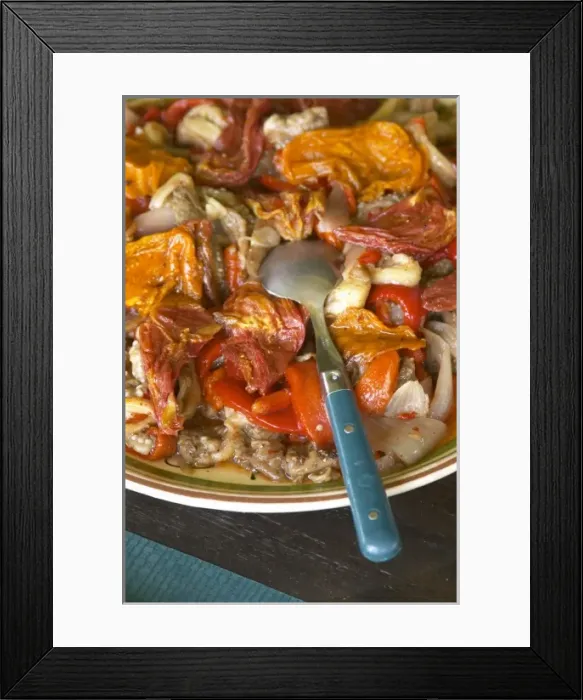 Framed Print : Domaine de Nidoleres. Roussillon. Salad with water melon and sea food. Vegetable Framed Print : Domaine de Nidoleres. Roussillon. Salad with water melon and sea food. Vegetable