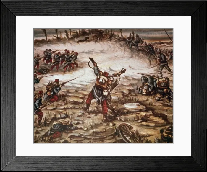 Framed Print : WORLD WAR (1914-1918). Battle between German and French troops. Drawing Framed Print : WORLD WAR (1914-1918). Battle between German and French troops. Drawing