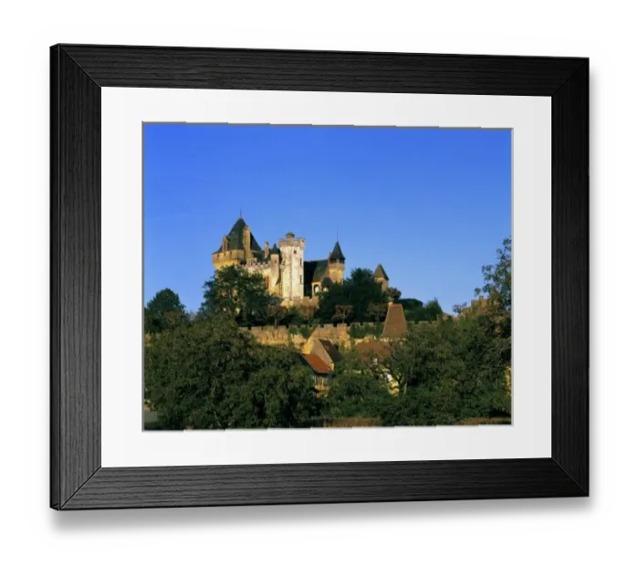 Framed Print : Europe, France, Montforte. The medieval castle at Montforte in the Dordogne Valley in France