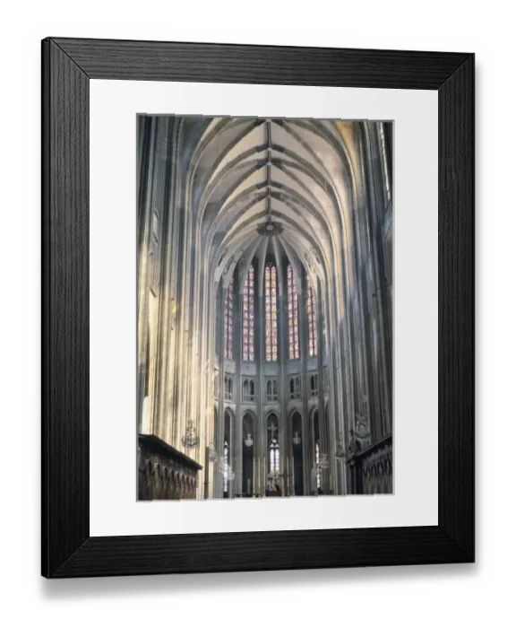 Framed Print : Europe, France, Orleans. Sunlight lights the beautiful stained-glass windows in Framed Print : Europe, France, Orleans. Sunlight lights the beautiful stained-glass windows in