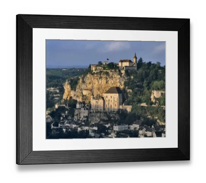 Framed Print : Europe, France, Rocamadour. Sunrise awakens the pilgrimage village of Rocamadour Framed Print : Europe, France, Rocamadour. Sunrise awakens the pilgrimage village of Rocamadour