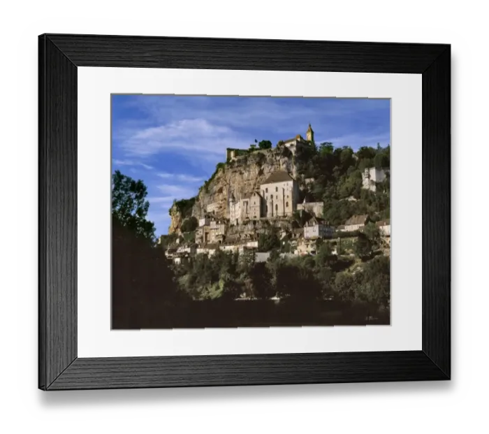 Framed Print : Europe, France, Rocamadour. The village of Rocamadour wraps around a cliff above Framed Print : Europe, France, Rocamadour. The village of Rocamadour wraps around a cliff above
