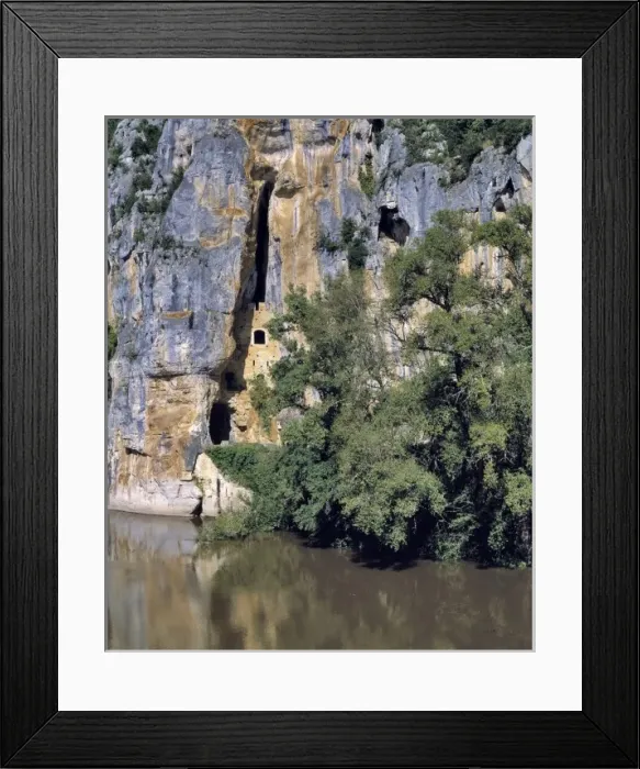 Framed Print : Europe, France, Lot River. Caves are carved into the limestone cliffs near St. Cirq Framed Print : Europe, France, Lot River. Caves are carved into the limestone cliffs near St. Cirq