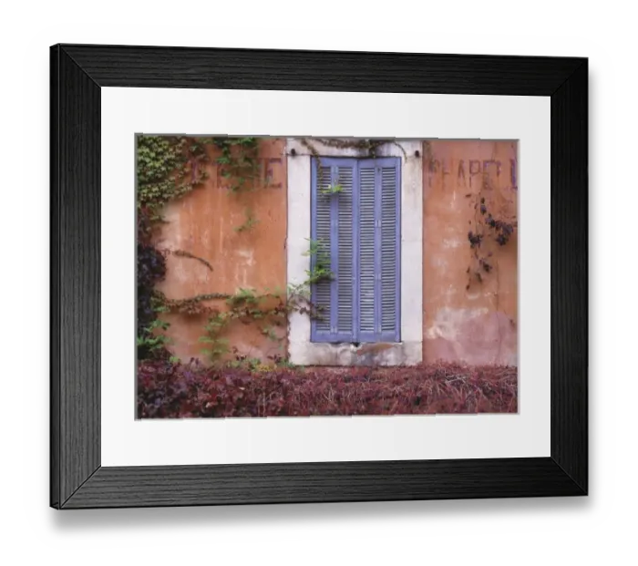 Framed Print : Europe, France, Bonnieux. Colorful shutters cover a window in Bonnieux, Provence, France