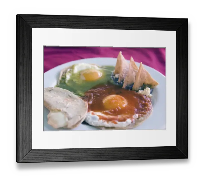 Framed Print : Mexico, Guanajuato. Eggs divorciado (divorced) as served in a downtown Framed Print : Mexico, Guanajuato. Eggs divorciado (divorced) as served in a downtown