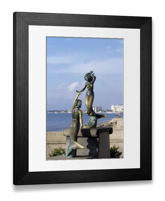 Framed Print : Mermiad statue Puerto Vallarta, Mexico