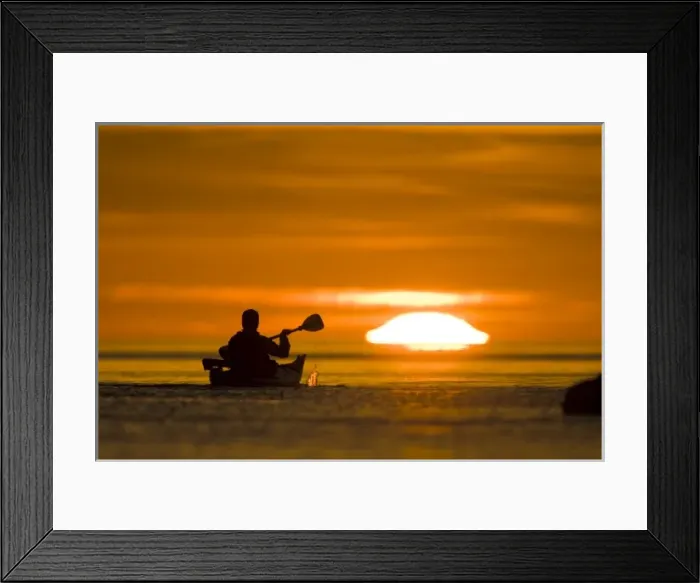 Framed Print : Mexico, Baja, Sea of Cortez. Sea kayaker paddles toward sunrise. (MR) Framed Print : Mexico, Baja, Sea of Cortez. Sea kayaker paddles toward sunrise. (MR)